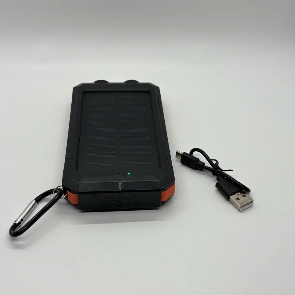 Solar Charger Power Bank - Orange and Black